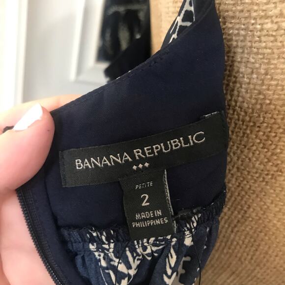 Banana Republic Trapeze Maxi Dress NWT NEW Size 2 Petite Navy Beige Beach Boho - Picture 7 of 14